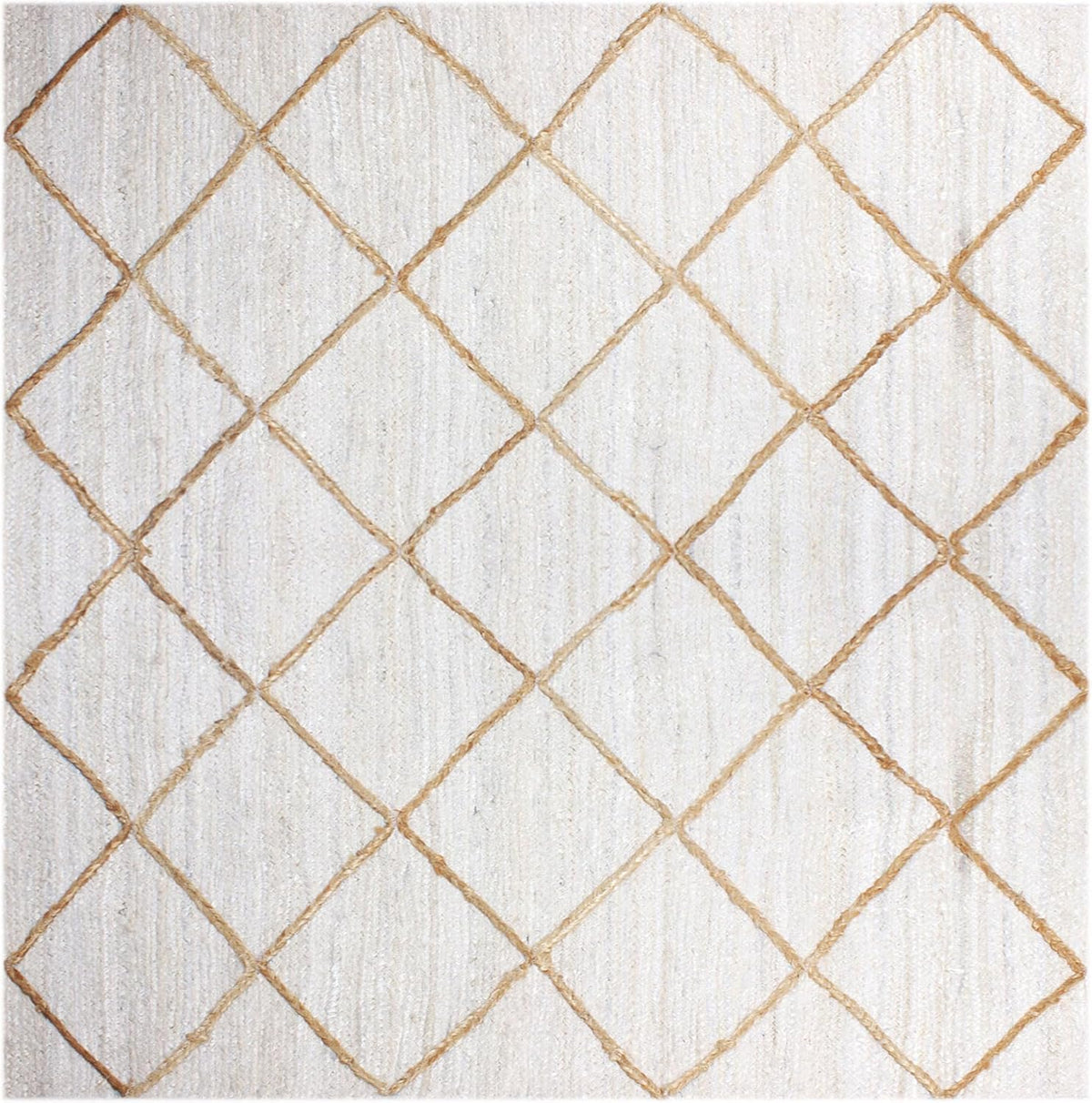 Scalloped Edge Kilim Rug 3' Square Rug Beige & Multicolor Cape Cod Design Carpet Thick 0.27 inches Hand Braided Jute Flatweave Indoor Outdoor Use Rugs for Bedroom, Kitche, Yoga Mat