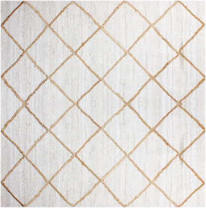 Scalloped Edge Kilim Rug 3' Square Rug Beige & Multicolor Cape Cod Design Carpet Thick 0.27 inches Hand Braided Jute Flatweave Indoor Outdoor Use Rugs for Bedroom, Kitche, Yoga Mat