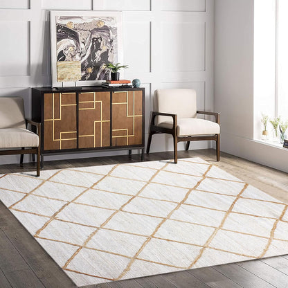 Scalloped Edge Kilim Rug 3' Square Rug Beige & Multicolor Cape Cod Design Carpet Thick 0.27 inches Hand Braided Jute Flatweave Indoor Outdoor Use Rugs for Bedroom, Kitche, Yoga Mat
