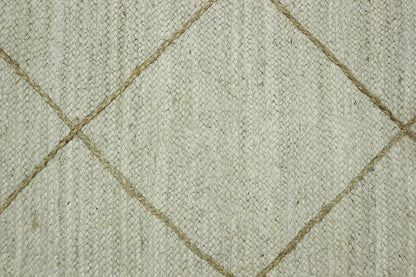 Scalloped Edge Kilim Rug 3' Square Rug Beige & Multicolor Cape Cod Design Carpet Thick 0.27 inches Hand Braided Jute Flatweave Indoor Outdoor Use Rugs for Bedroom, Kitche, Yoga Mat