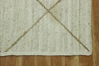 Scalloped Edge Kilim Rug 3' Square Rug Beige & Multicolor Cape Cod Design Carpet Thick 0.27 inches Hand Braided Jute Flatweave Indoor Outdoor Use Rugs for Bedroom, Kitche, Yoga Mat
