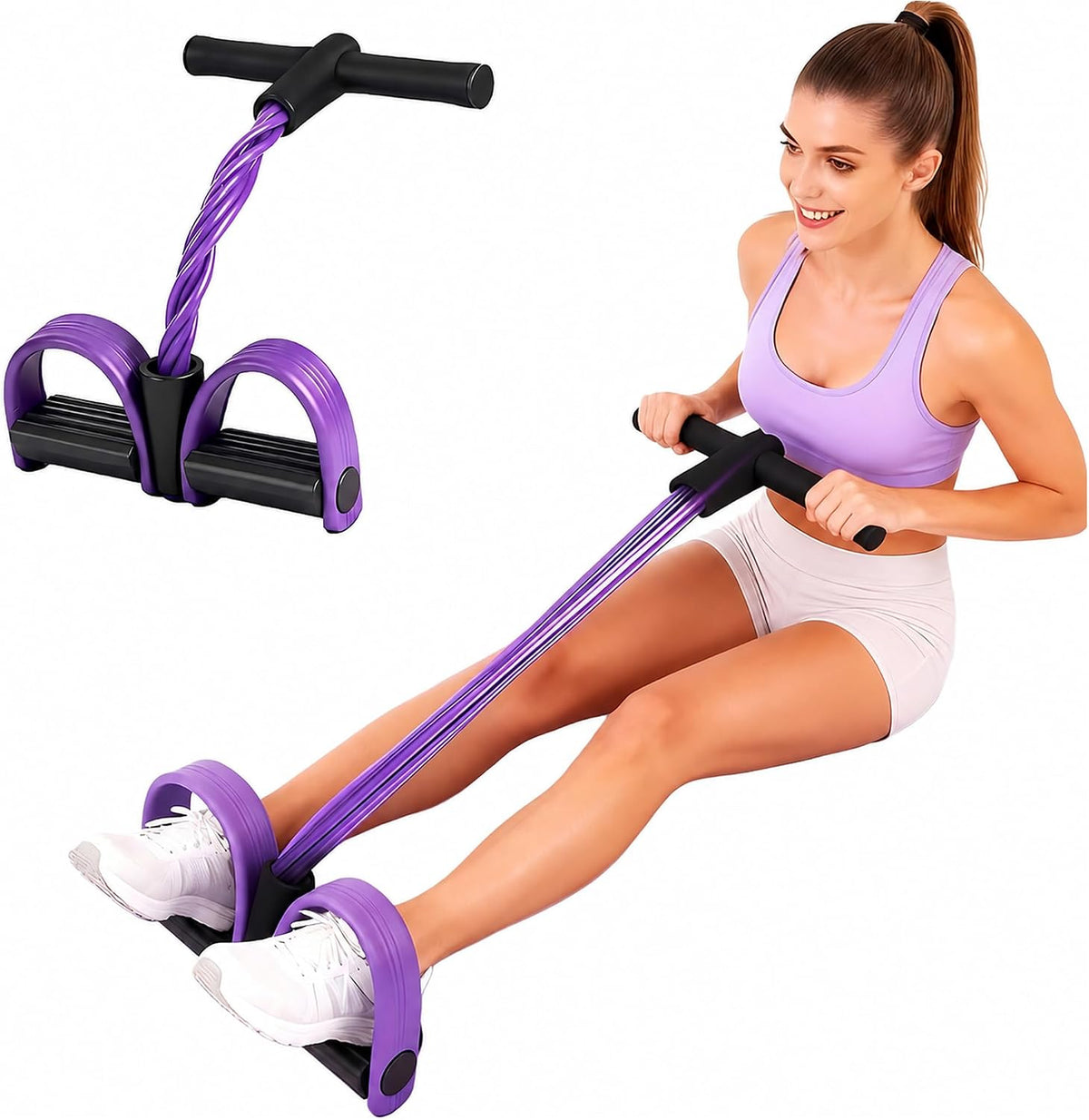 Multifunction Tension Rope, 6-Tube Elastic Yoga Pedal Puller Resistance Band, Natural Latex Tension Rope Fitness Equipment, for Abdomen/Waist/Arm/Leg Stretching Slimming Training