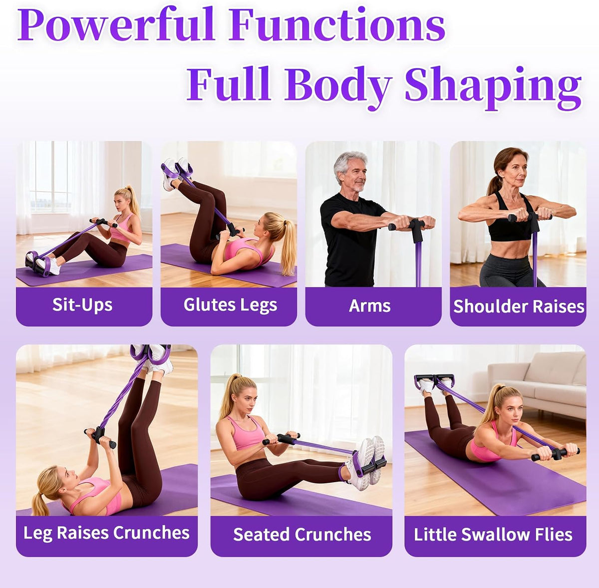 Multifunction Tension Rope, 6-Tube Elastic Yoga Pedal Puller Resistance Band, Natural Latex Tension Rope Fitness Equipment, for Abdomen/Waist/Arm/Leg Stretching Slimming Training