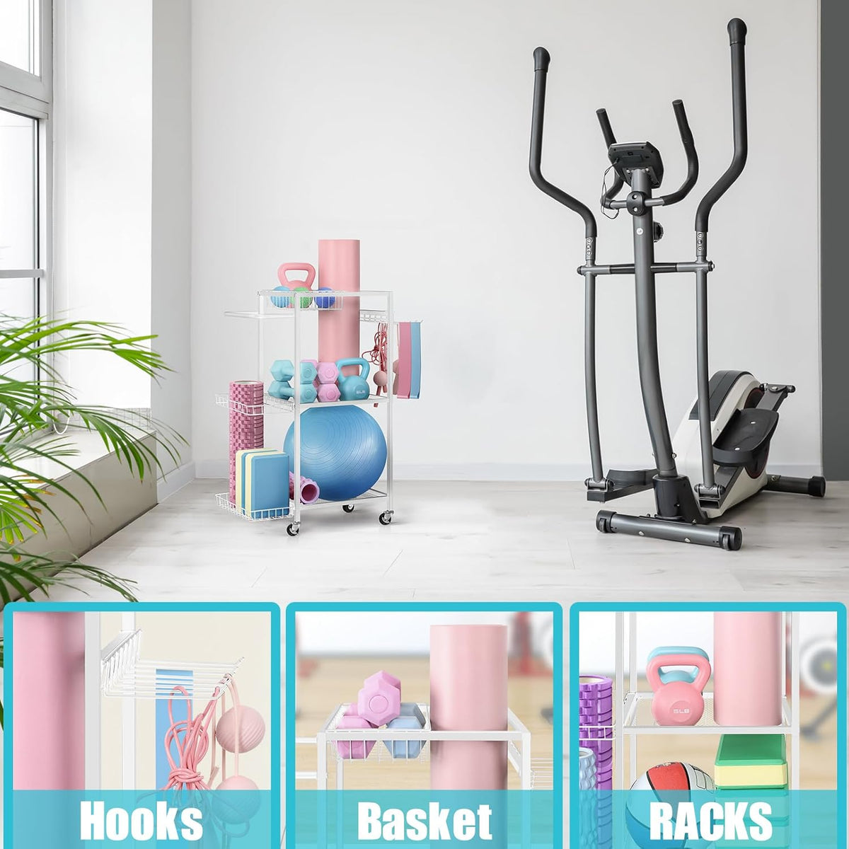 Yoga Mat Storage Rack, Home Gym Storage, Workout Equipment Storage Rack