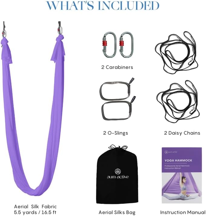 Aerial Yoga Hammock Swing, 4.5 Yards, Aerial Silks with Hardware