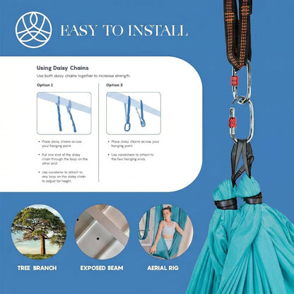 Aerial Yoga Hammock Swing, 4.5 Yards, Aerial Silks with Hardware