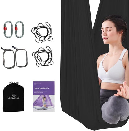 Aerial Yoga Hammock Swing, 4.5 Yards, Aerial Silks with Hardware