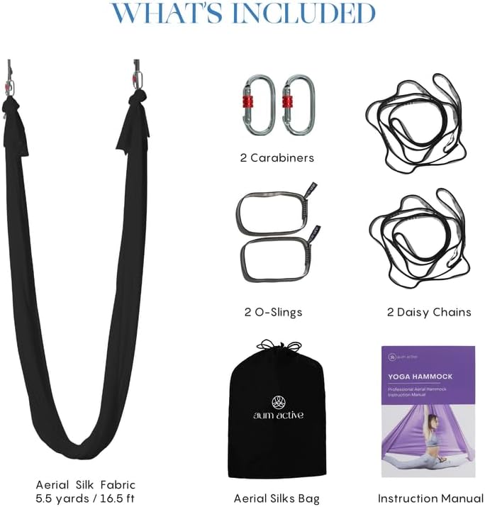 Aerial Yoga Hammock Swing, 4.5 Yards, Aerial Silks with Hardware