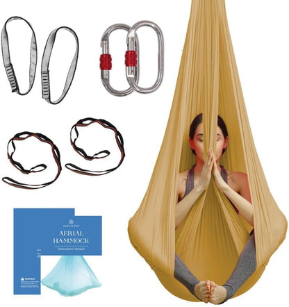 Aerial Yoga Hammock Swing, 4.5 Yards, Aerial Silks with Hardware