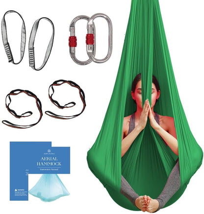 Aerial Yoga Hammock Swing, 4.5 Yards, Aerial Silks with Hardware