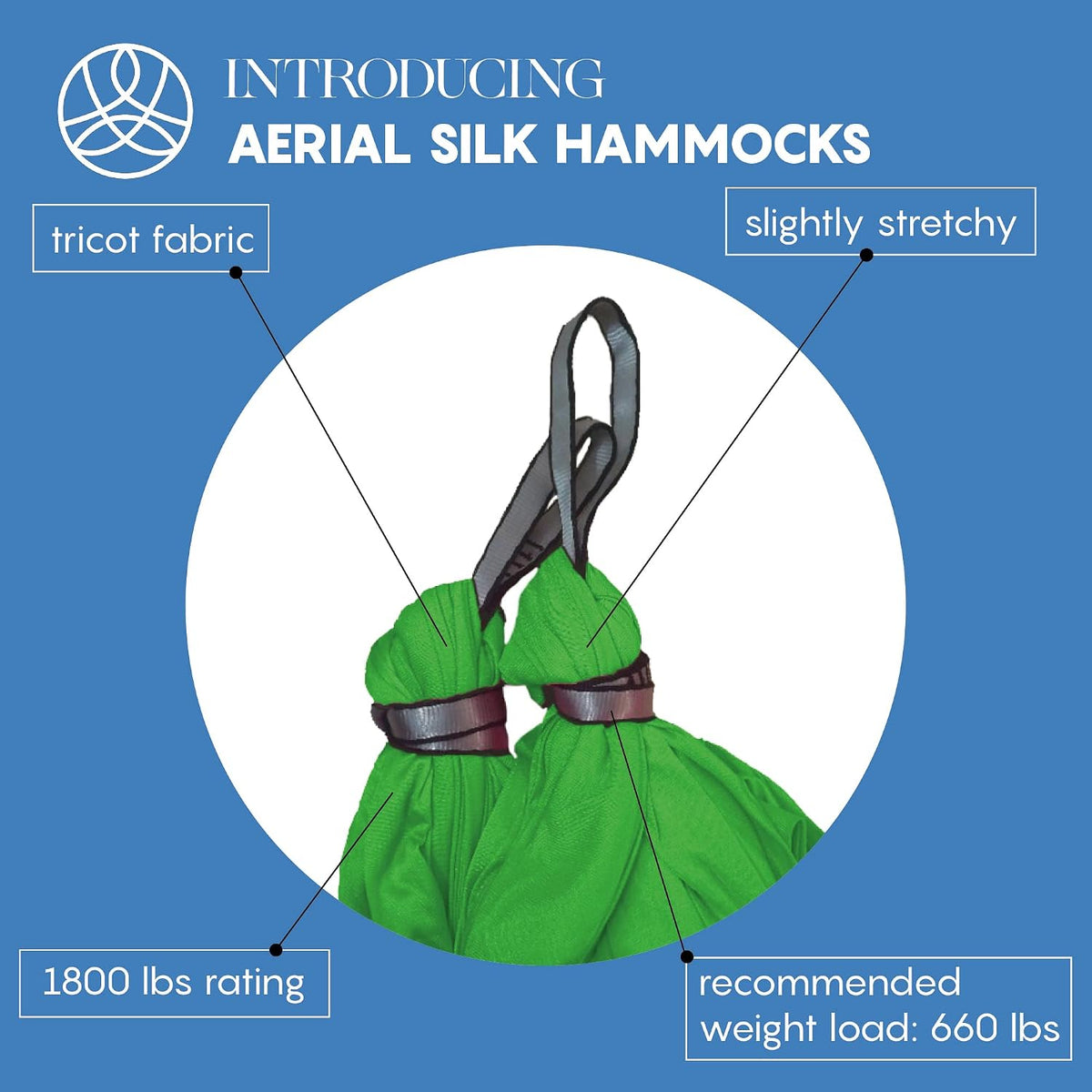 Aerial Yoga Hammock Swing, 4.5 Yards, Aerial Silks with Hardware