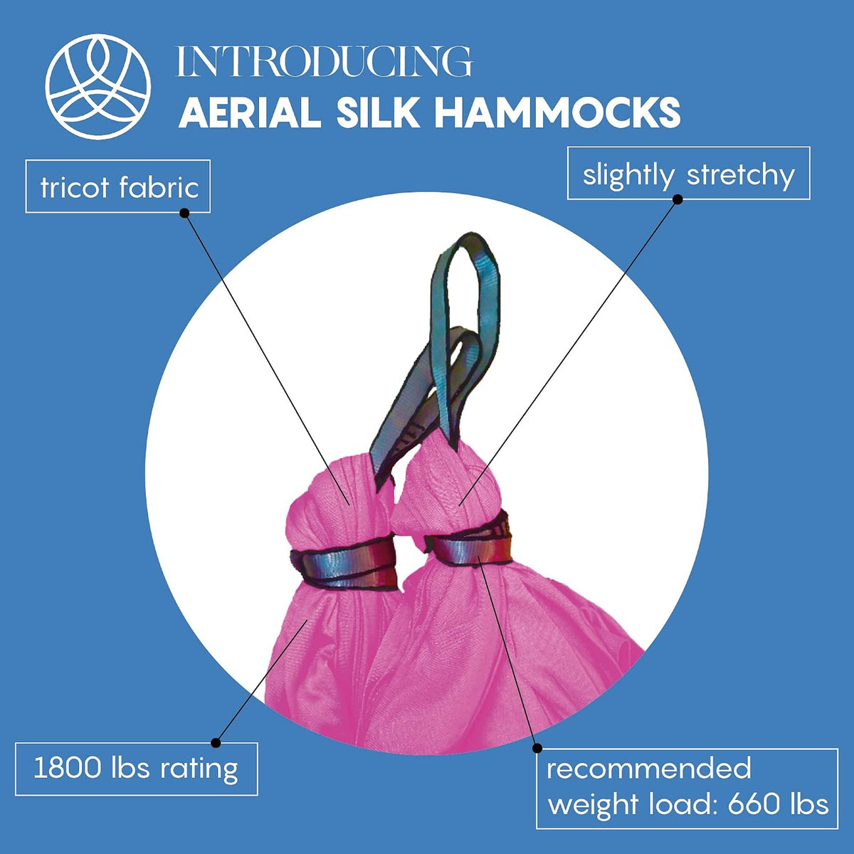 Aerial Yoga Hammock Swing, 4.5 Yards, Aerial Silks with Hardware