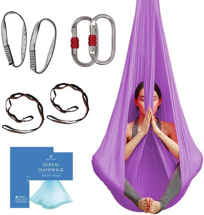 Aerial Yoga Hammock Swing, 4.5 Yards, Aerial Silks with Hardware