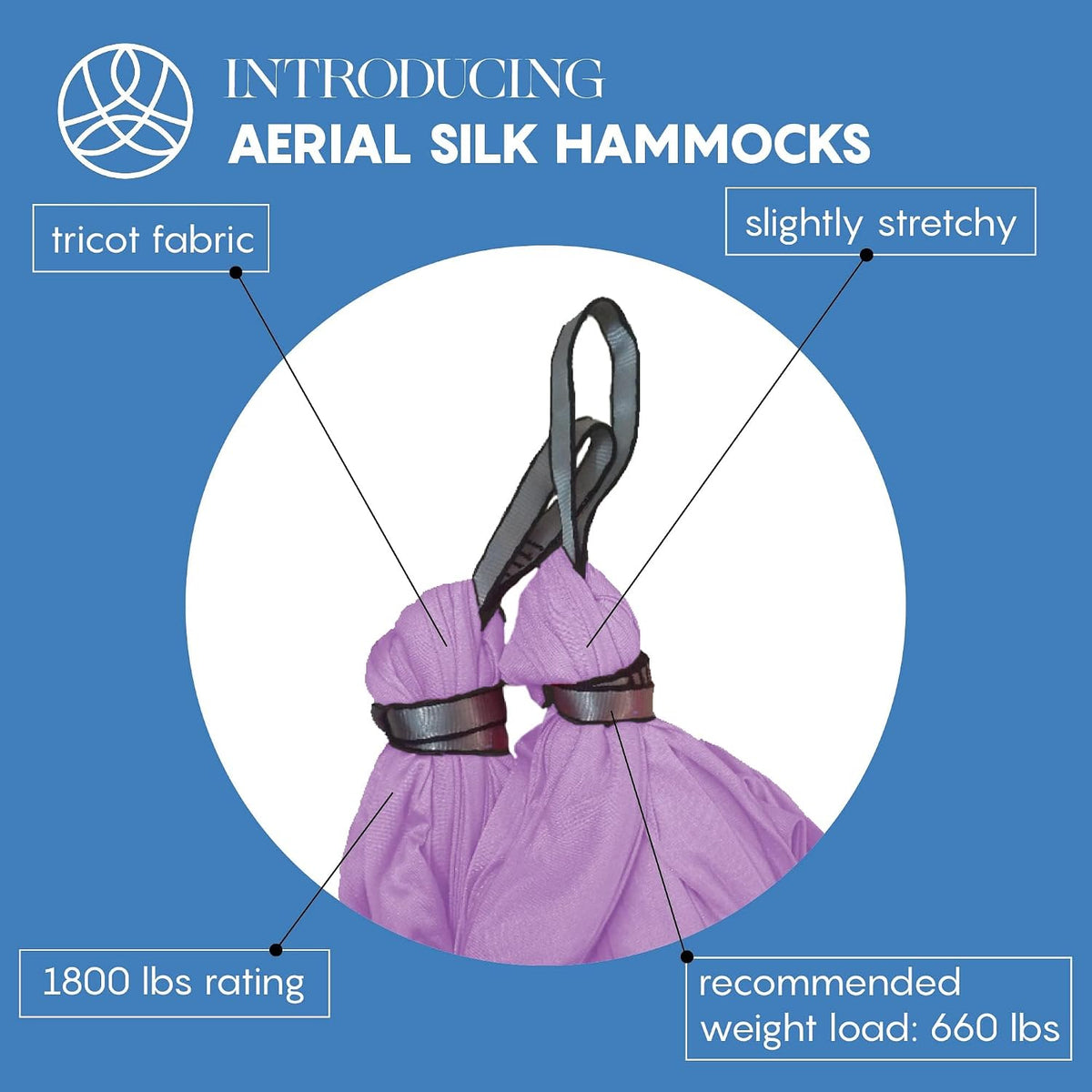 Aerial Yoga Hammock Swing, 4.5 Yards, Aerial Silks with Hardware