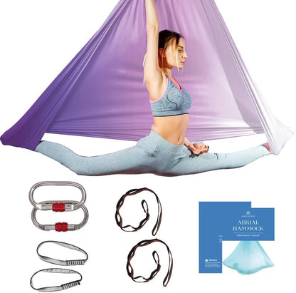 Aerial Yoga Hammock Swing, 4.5 Yards, Aerial Silks with Hardware