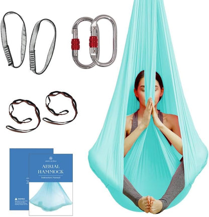 Aerial Yoga Hammock Swing, 4.5 Yards, Aerial Silks with Hardware