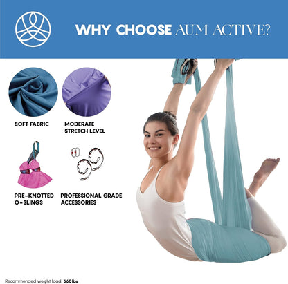 Aerial Yoga Hammock Swing, 4.5 Yards, Aerial Silks with Hardware