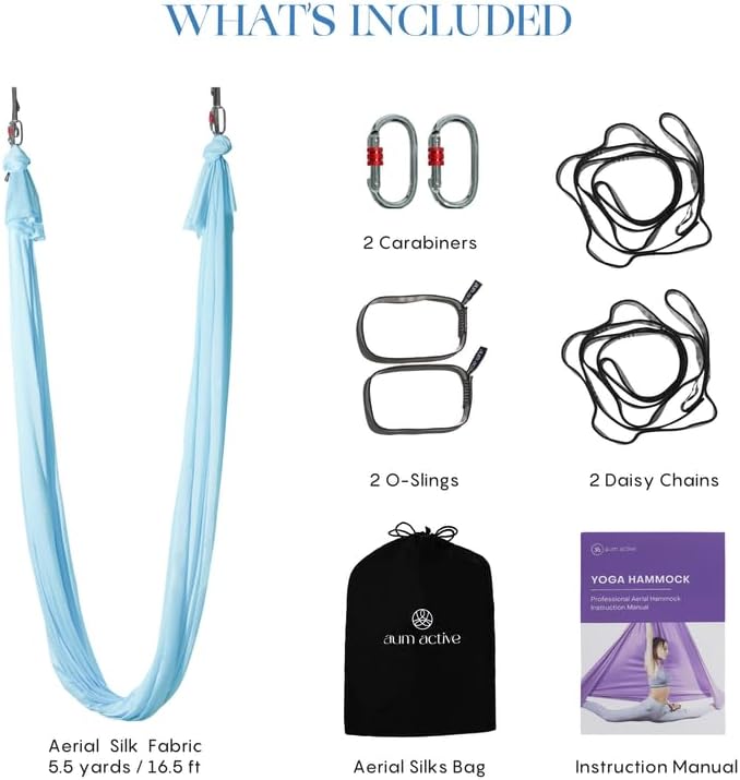 Aerial Yoga Hammock Swing, 4.5 Yards, Aerial Silks with Hardware