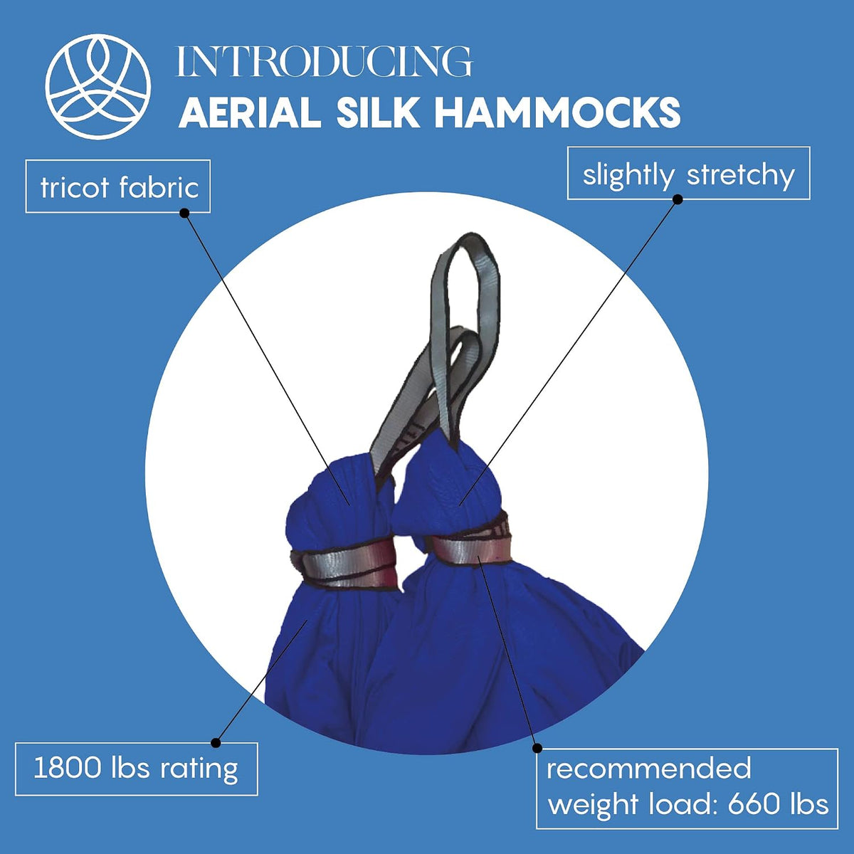 Aerial Yoga Hammock Swing, 4.5 Yards, Aerial Silks with Hardware