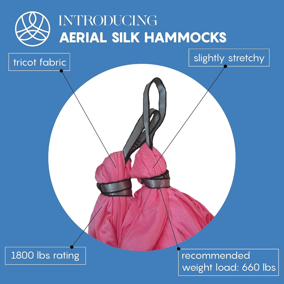 Aerial Yoga Hammock Swing, 4.5 Yards, Aerial Silks with Hardware