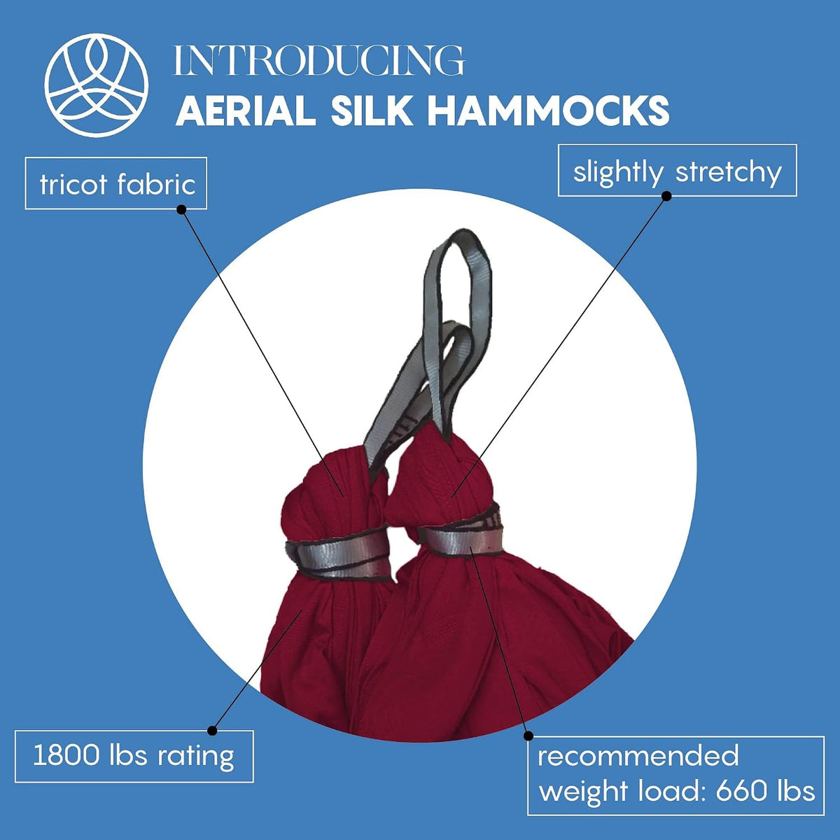 Aerial Yoga Hammock Swing, 4.5 Yards, Aerial Silks with Hardware