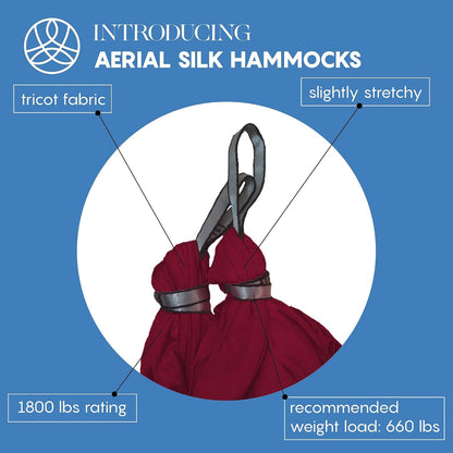 Aerial Yoga Hammock Swing, 4.5 Yards, Aerial Silks with Hardware