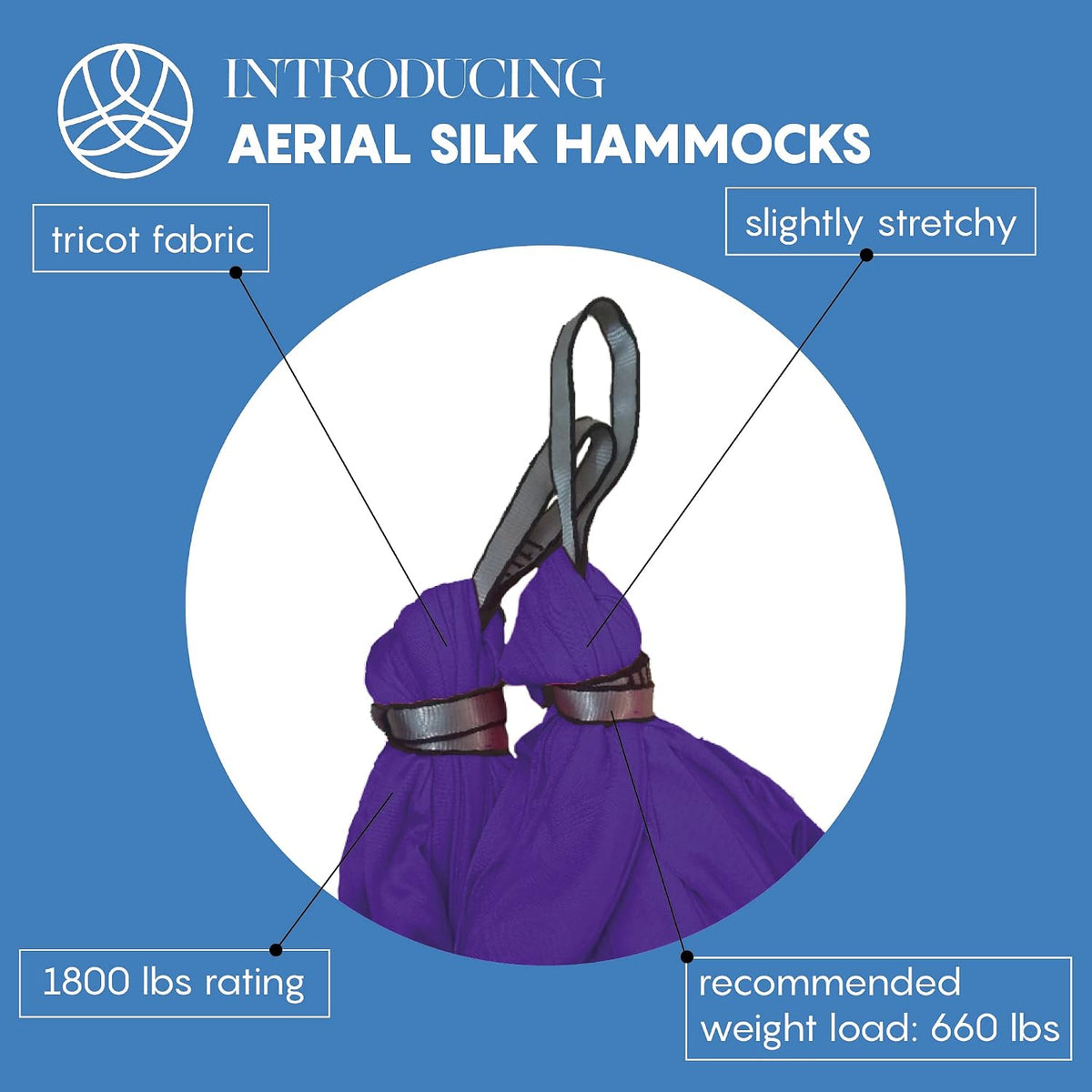 Aerial Yoga Hammock Swing, 4.5 Yards, Aerial Silks with Hardware