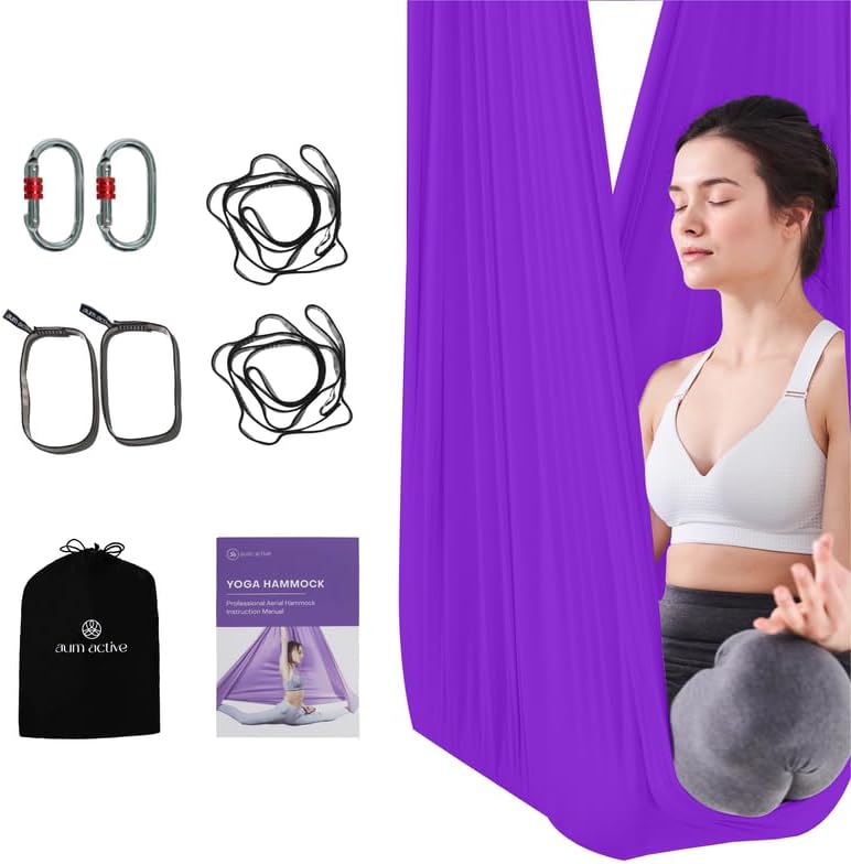 Aerial Yoga Hammock Swing, 4.5 Yards, Aerial Silks with Hardware