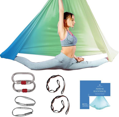 Aerial Yoga Hammock Swing, 4.5 Yards, Aerial Silks with Hardware