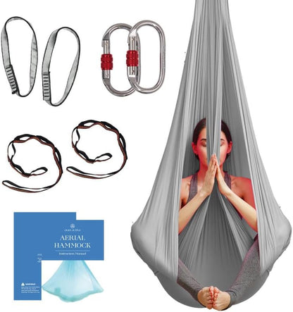 Aerial Yoga Hammock Swing, 4.5 Yards, Aerial Silks with Hardware