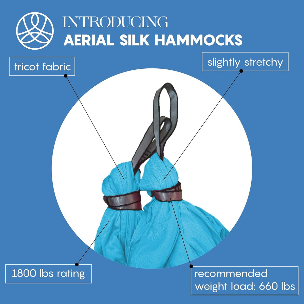 Aerial Yoga Hammock Swing, 4.5 Yards, Aerial Silks with Hardware