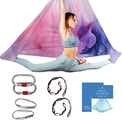 Aerial Yoga Hammock Swing, 4.5 Yards, Aerial Silks with Hardware