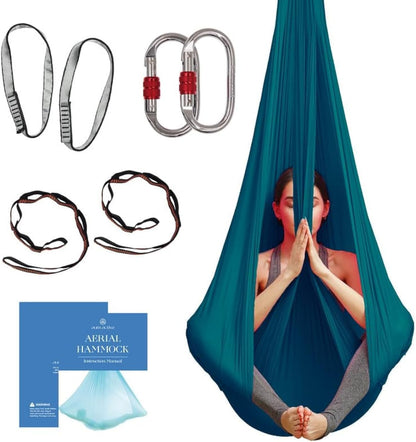 Aerial Yoga Hammock Swing, 4.5 Yards, Aerial Silks with Hardware