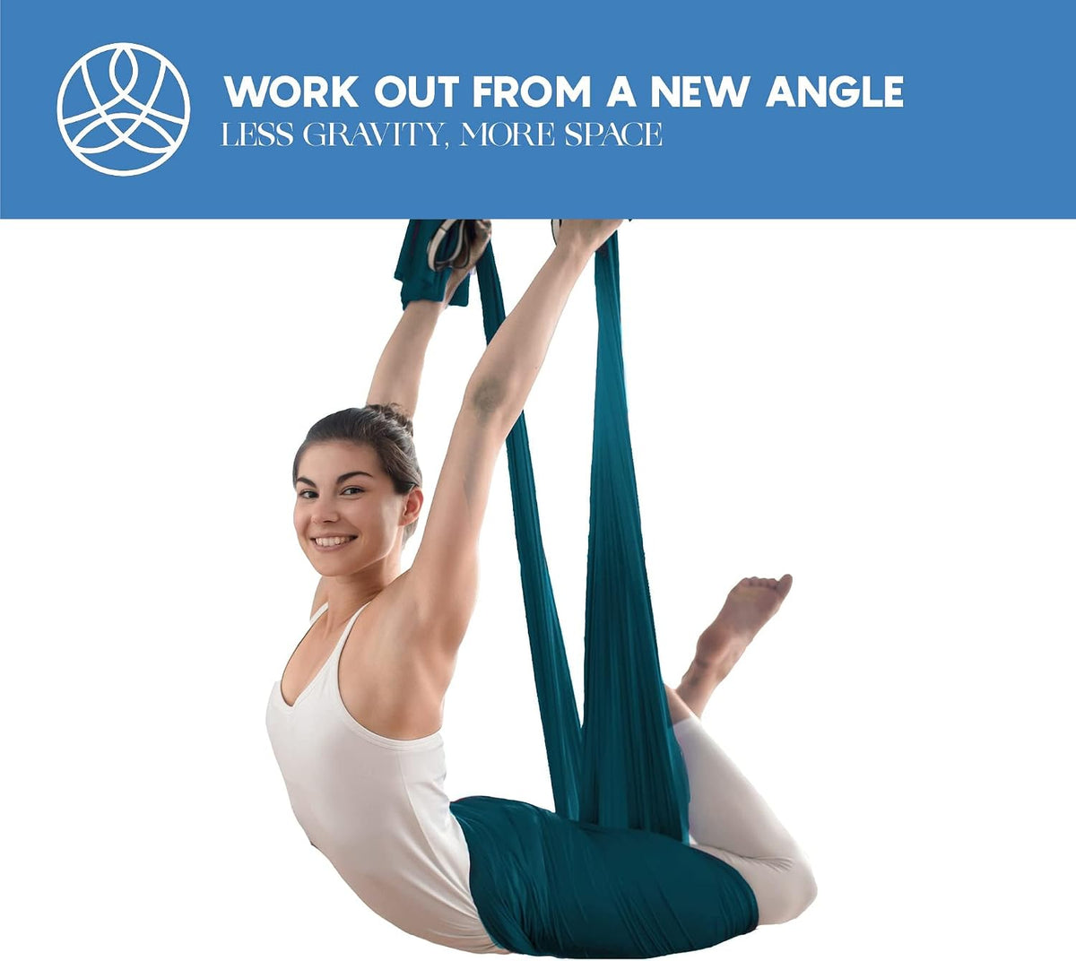 Aerial Yoga Hammock Swing, 4.5 Yards, Aerial Silks with Hardware