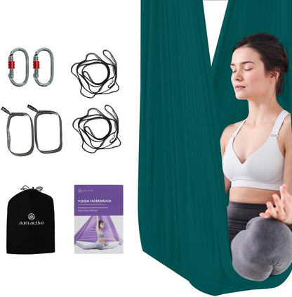 Aerial Yoga Hammock Swing, 4.5 Yards, Aerial Silks with Hardware