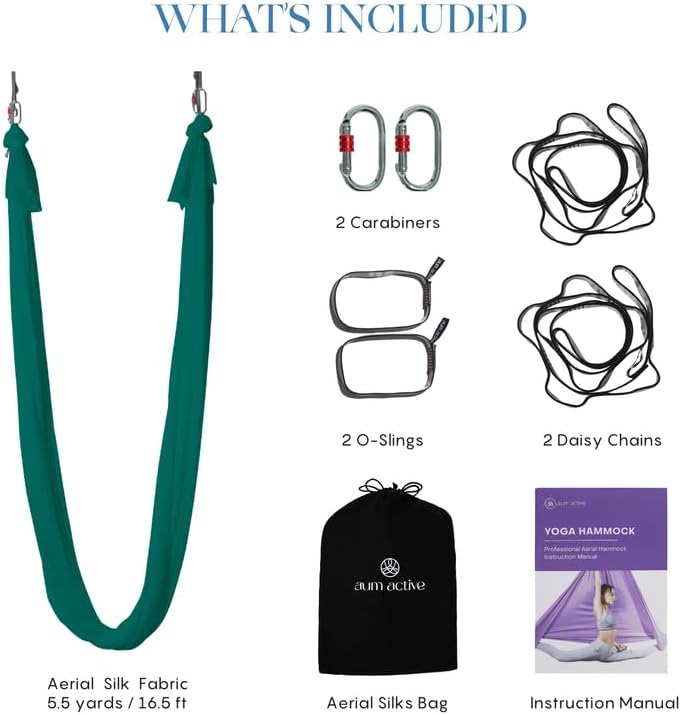 Aerial Yoga Hammock Swing, 4.5 Yards, Aerial Silks with Hardware