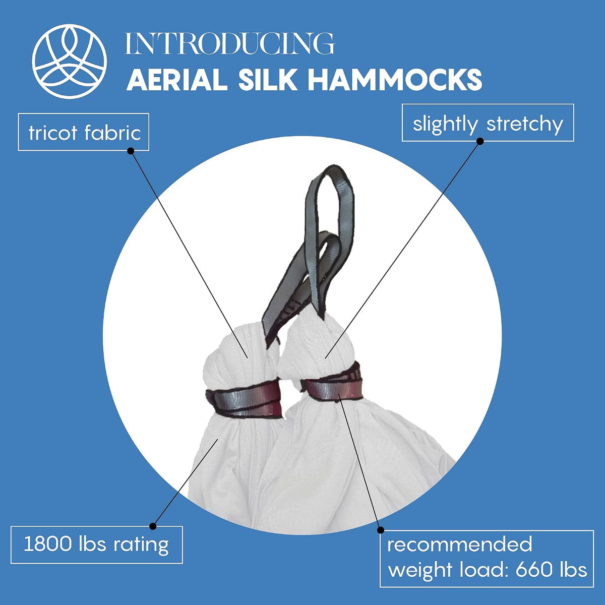 Aerial Yoga Hammock Swing, 4.5 Yards, Aerial Silks with Hardware