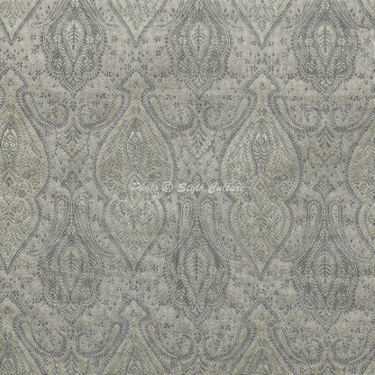 Ethnic Decorative Brocade Bolster Pillow Covers Grey Damask Silk Jacquard Weave Round Meditation Pillow Traditional Floral Cylindrical Cushion Covers - (76x38 cm) | Set of 2 Pcs