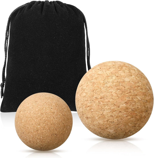 Cork Massage Balls Set of 2 for Fascia Release After Exercise Yoga Point Therapy Relax Muscles Relieve Stress Tools