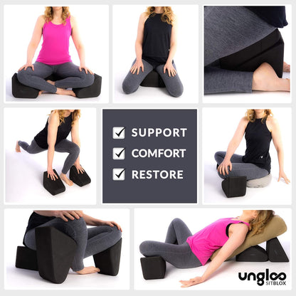 Supportive Yoga Block Wedges for Seated Meditation – Elevates Knees, Reduces Hip Pressure, and Improves Cross-Legged Posture