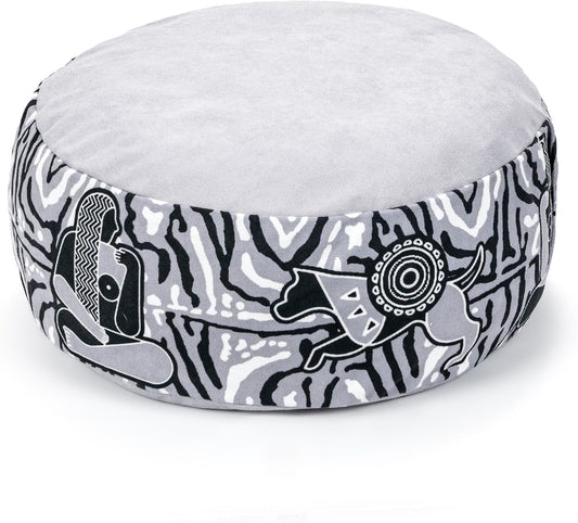 Zaveur Royal Court Zafu Meditation Cushion - 18" Round Yoga Bolster Pillow with 100% Cotton Filling and Canvas Cover - Premium Floor Pillow for Meditation - Yoga Cushion for Sitting on Floor - Gray