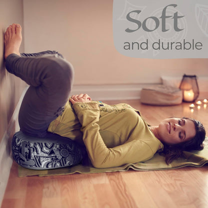 Zaveur Royal Court Zafu Meditation Cushion - 18" Round Yoga Bolster Pillow with 100% Cotton Filling and Canvas Cover - Premium Floor Pillow for Meditation - Yoga Cushion for Sitting on Floor - Gray