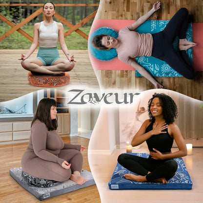 Zaveur Royal Court Zafu Meditation Cushion - 18" Round Yoga Bolster Pillow with 100% Cotton Filling and Canvas Cover - Premium Floor Pillow for Meditation - Yoga Cushion for Sitting on Floor - Gray