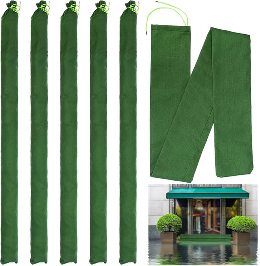 6 Pack Long Canvas Sandbags for Flood Protection, 5.7 Feet x 5.7" Reusable Water Barrier Bags, Heavy-Duty Emergency Rain Wind Sand Bags for Flooding, Storm, Home, Garden, Door, Window