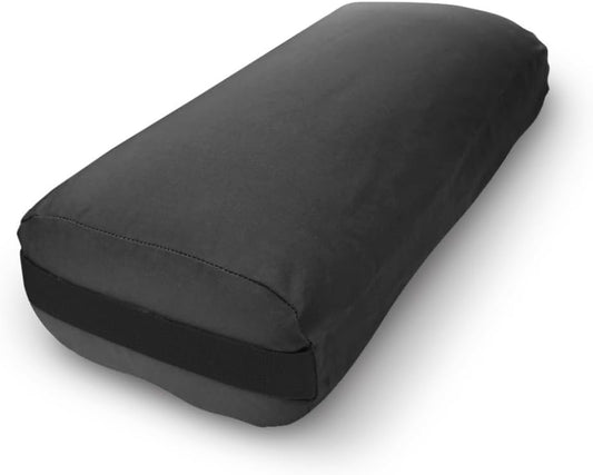 Cotton Batting Yoga Bolster - Studio Grade Round or Rectangular Restorative Yoga Pillow for Pilates and Yin Practice - Soft Yet Firm Support with Cotton Cover - Made in The USA