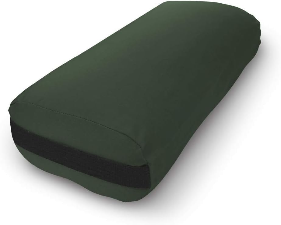 Cotton Batting Yoga Bolster - Studio Grade Round or Rectangular Restorative Yoga Pillow for Pilates and Yin Practice - Soft Yet Firm Support with Cotton Cover - Made in The USA