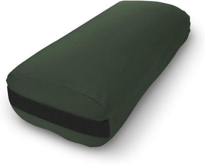 Cotton Batting Yoga Bolster - Studio Grade Round or Rectangular Restorative Yoga Pillow for Pilates and Yin Practice - Soft Yet Firm Support with Cotton Cover - Made in The USA
