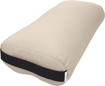 Cotton Batting Yoga Bolster - Studio Grade Round or Rectangular Restorative Yoga Pillow for Pilates and Yin Practice - Soft Yet Firm Support with Cotton Cover - Made in The USA