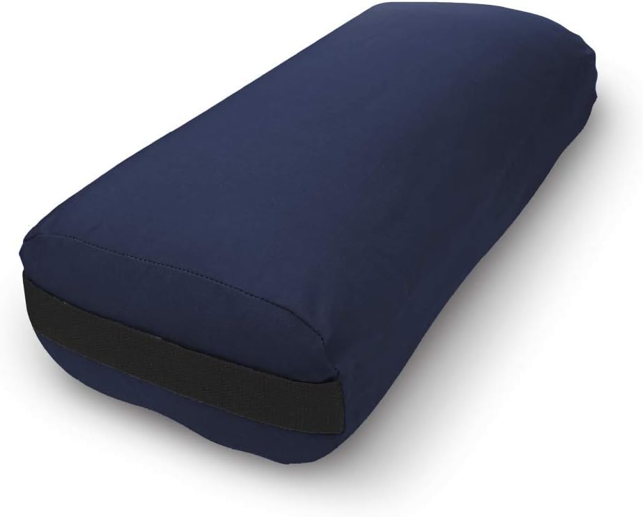 Cotton Batting Yoga Bolster - Studio Grade Round or Rectangular Restorative Yoga Pillow for Pilates and Yin Practice - Soft Yet Firm Support with Cotton Cover - Made in The USA