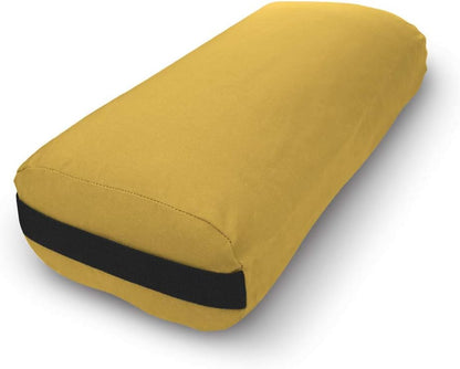 Cotton Batting Yoga Bolster - Studio Grade Round or Rectangular Restorative Yoga Pillow for Pilates and Yin Practice - Soft Yet Firm Support with Cotton Cover - Made in The USA